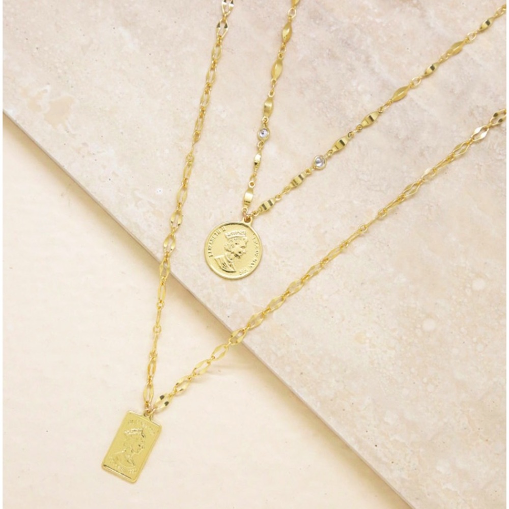 Ettika Gold Plated Coin Necklace Set